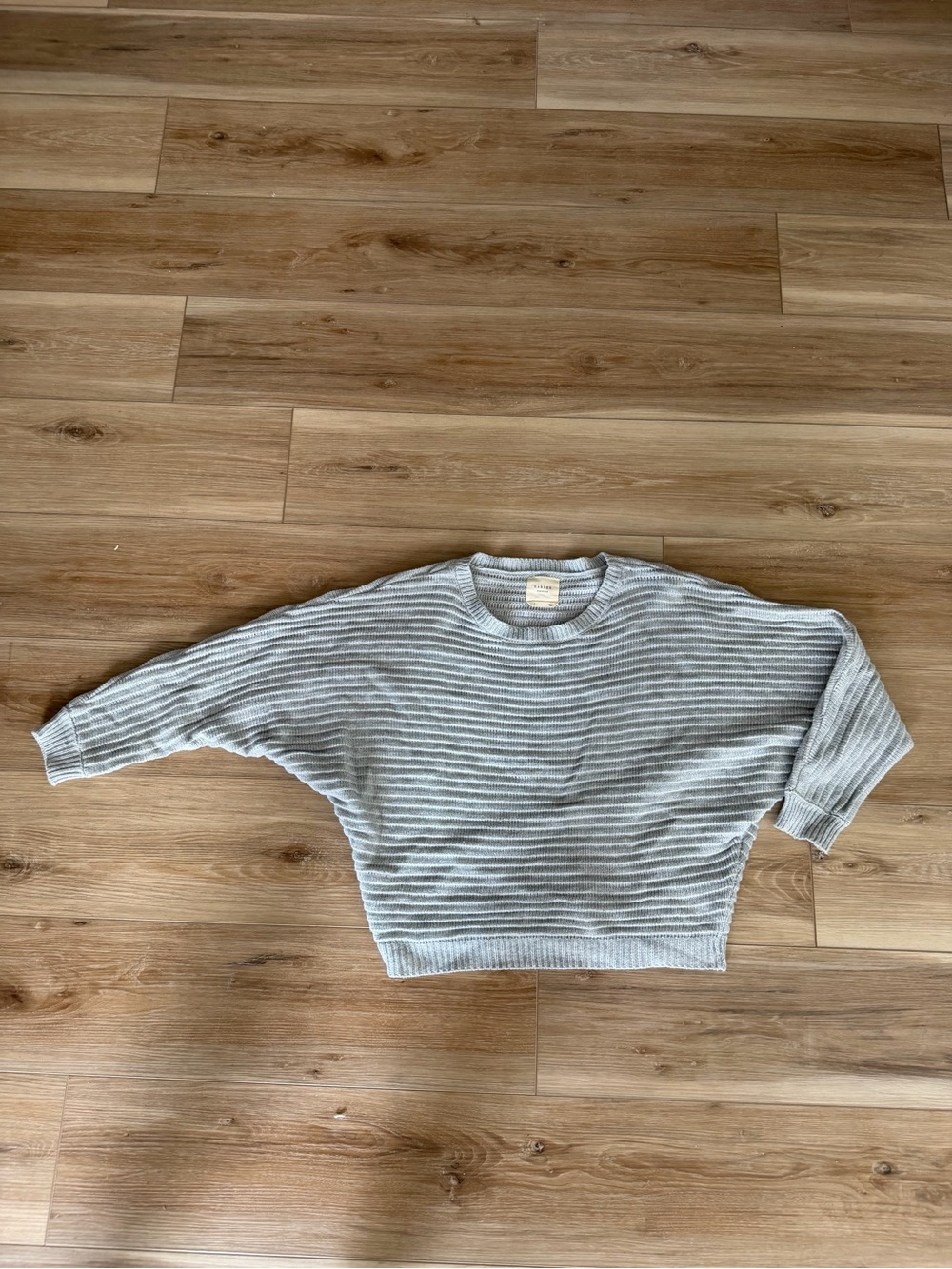 Light Gray Ribbed Knit Women's Sweater